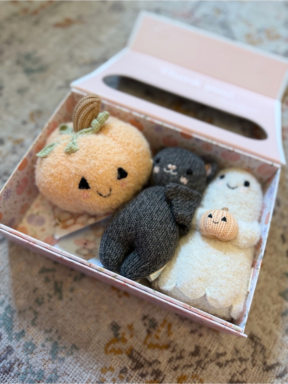 cuddle + kind halloween baby knit dolls (pumpkin, bat, ghost)